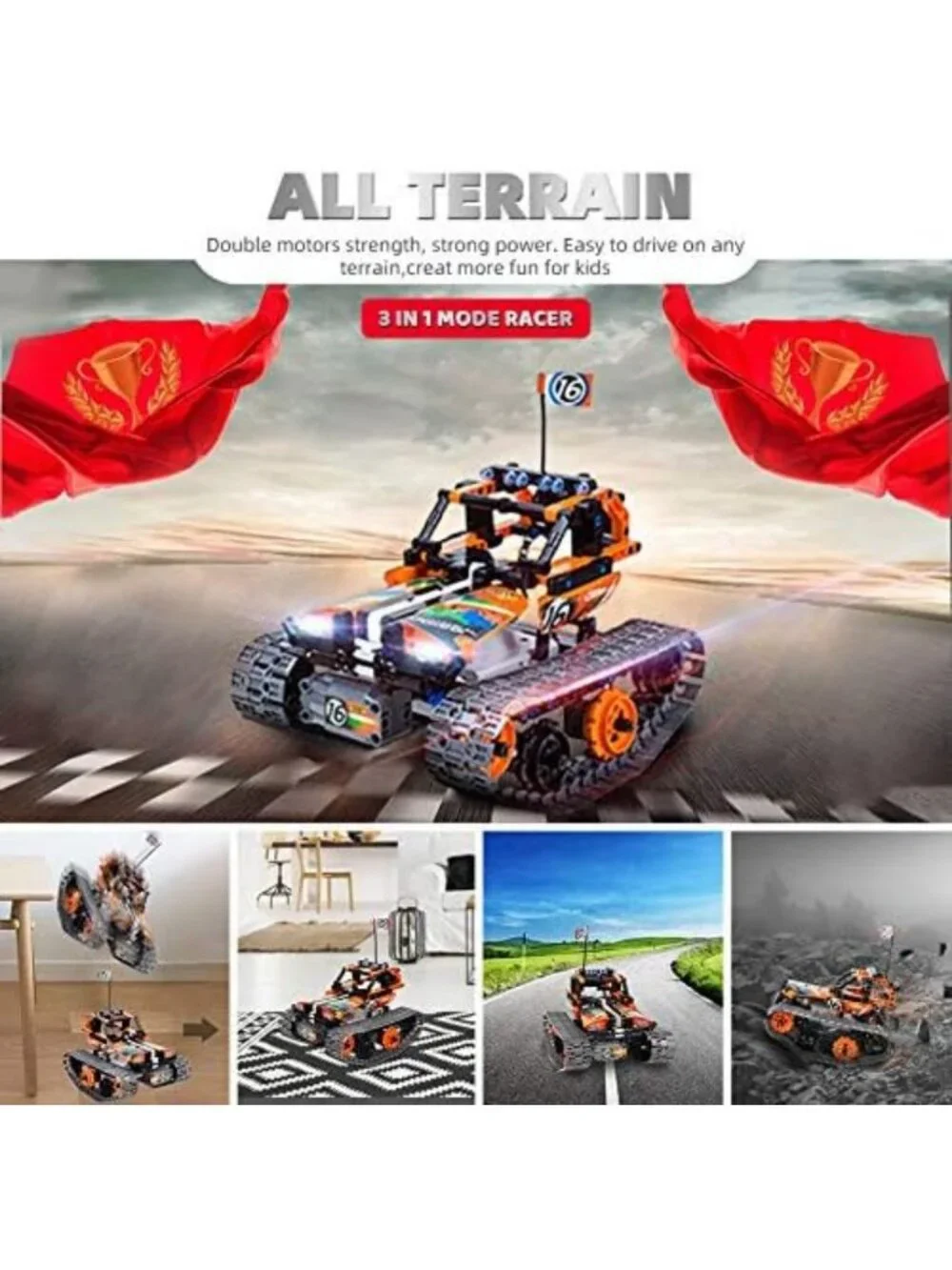 3-in-1 STEM Remote Control Building Kit - Car, Robot & Tank - 392pcs RC Toy for